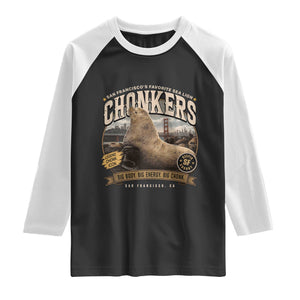 Viral Chonkers San Francisco Sea Lion Raglan Shirt Retro Pier 39 Fisherman's Wharf Souvenir TS02 Black White Print Your Wear