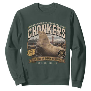 Viral Chonkers San Francisco Sea Lion Sweatshirt Retro Pier 39 Fisherman's Wharf Souvenir TS02 Dark Forest Green Print Your Wear
