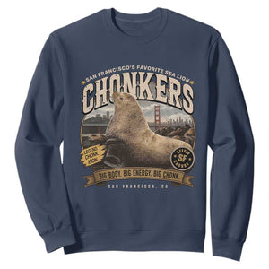 Viral Chonkers San Francisco Sea Lion Sweatshirt Retro Pier 39 Fisherman's Wharf Souvenir TS02 Navy Print Your Wear