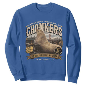 Viral Chonkers San Francisco Sea Lion Sweatshirt Retro Pier 39 Fisherman's Wharf Souvenir TS02 Royal Blue Print Your Wear