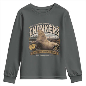 Viral Chonkers San Francisco Sea Lion Youth Sweatshirt Retro Pier 39 Fisherman's Wharf Souvenir