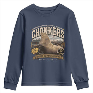 Viral Chonkers San Francisco Sea Lion Youth Sweatshirt Retro Pier 39 Fisherman's Wharf Souvenir
