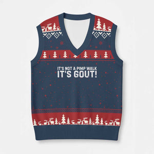 It's Not A Pimp Walk It's Gout V-Neck Knit Sweater Vest Funny Chronic Pain Humorous Arthritis Limping Joke TS02 Navy Red Print Your Wear