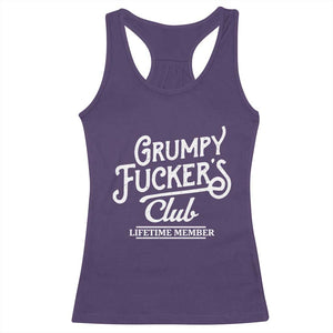 Grumpy Fucker's Club Lifetime Member Racerback Tank Top Funny Distressed Sarcastic Adult Humor Slogan Typography TS02 Purple Print Your Wear