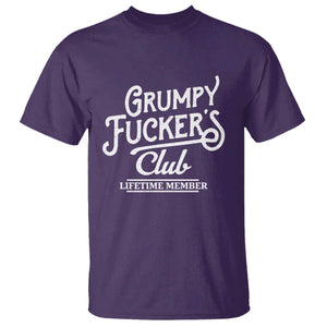 Grumpy Fucker's Club Lifetime Member T Shirt Funny Distressed Sarcastic Adult Humor Slogan Typography TS02 Purple Print Your Wear