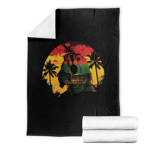 Retro Jamaican Lion Sunset Throw Blanket Rasta Colors Music and Island Vibes Graphic TS02 Black Print Your Wear