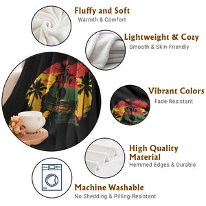 Retro Jamaican Lion Sunset Throw Blanket Rasta Colors Music and Island Vibes Graphic TS02 Print Your Wear