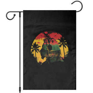 Retro Jamaican Lion Sunset Garden Flag Rasta Colors Music and Island Vibes Graphic TS02 Black Print Your Wear