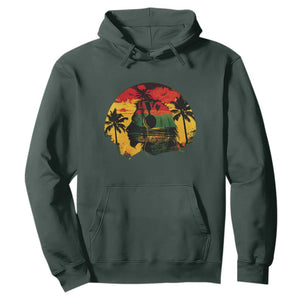 Retro Jamaican Lion Sunset Hoodie Rasta Colors Music and Island Vibes Graphic TS02 Dark Forest Green Print Your Wear