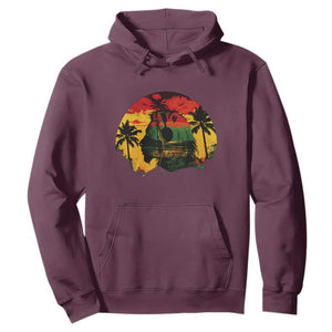Retro Jamaican Lion Sunset Hoodie Rasta Colors Music and Island Vibes Graphic TS02 Maroon Print Your Wear