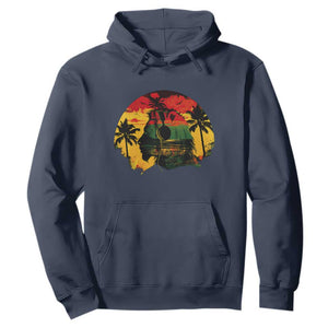 Retro Jamaican Lion Sunset Hoodie Rasta Colors Music and Island Vibes Graphic TS02 Navy Print Your Wear