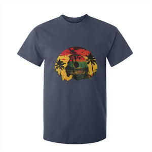 Retro Jamaican Lion Sunset T Shirt For Kid Rasta Colors Music and Island Vibes Graphic TS02 Navy Print Your Wear