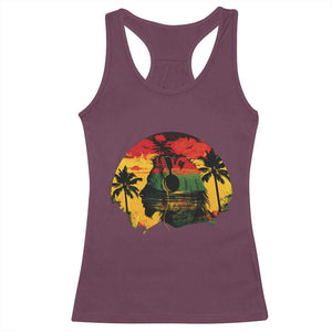 Retro Jamaican Lion Sunset Racerback Tank Top Rasta Colors Music and Island Vibes Graphic TS02 Maroon Print Your Wear