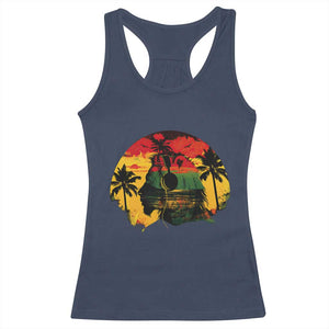 Retro Jamaican Lion Sunset Racerback Tank Top Rasta Colors Music and Island Vibes Graphic TS02 Navy Print Your Wear