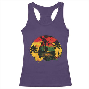 Retro Jamaican Lion Sunset Racerback Tank Top Rasta Colors Music and Island Vibes Graphic TS02 Purple Print Your Wear