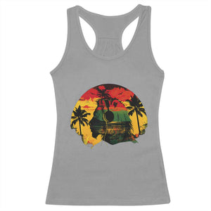 Retro Jamaican Lion Sunset Racerback Tank Top Rasta Colors Music and Island Vibes Graphic TS02 Sport Gray Print Your Wear