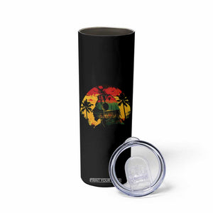 Retro Jamaican Lion Sunset Skinny Tumbler Rasta Colors Music and Island Vibes Graphic TS02 Print Your Wear