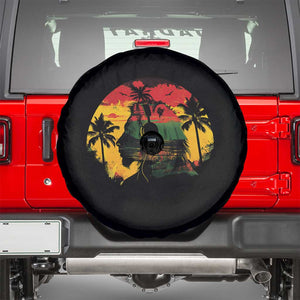 Retro Jamaican Lion Sunset Spare Tire Cover Rasta Colors Music and Island Vibes Graphic TS02 Black Print Your Wear