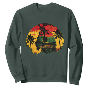 Retro Jamaican Lion Sunset Sweatshirt Rasta Colors Music and Island Vibes Graphic TS02 Dark Forest Green Print Your Wear