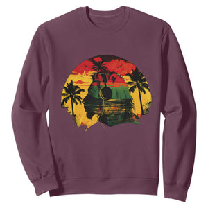 Retro Jamaican Lion Sunset Sweatshirt Rasta Colors Music and Island Vibes Graphic TS02 Maroon Print Your Wear