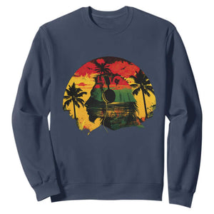 Retro Jamaican Lion Sunset Sweatshirt Rasta Colors Music and Island Vibes Graphic TS02 Navy Print Your Wear