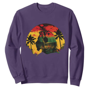 Retro Jamaican Lion Sunset Sweatshirt Rasta Colors Music and Island Vibes Graphic TS02 Purple Print Your Wear