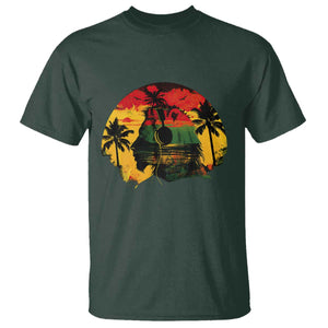 Retro Jamaican Lion Sunset T Shirt Rasta Colors Music and Island Vibes Graphic TS02 Dark Forest Green Print Your Wear
