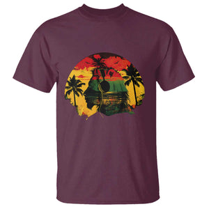 Retro Jamaican Lion Sunset T Shirt Rasta Colors Music and Island Vibes Graphic TS02 Maroon Print Your Wear