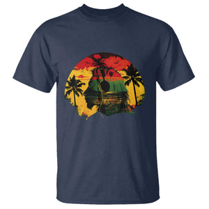 Retro Jamaican Lion Sunset T Shirt Rasta Colors Music and Island Vibes Graphic TS02 Navy Print Your Wear