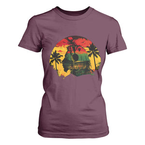 Retro Jamaican Lion Sunset T Shirt For Women Rasta Colors Music and Island Vibes Graphic TS02 Maroon Print Your Wear