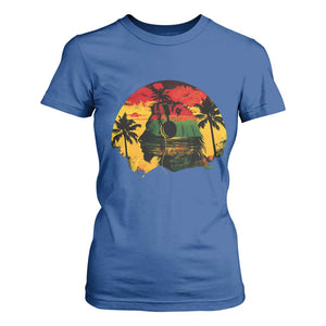 Retro Jamaican Lion Sunset T Shirt For Women Rasta Colors Music and Island Vibes Graphic TS02 Royal Blue Print Your Wear