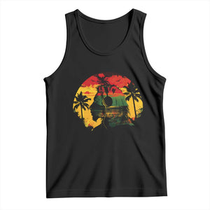 Retro Jamaican Lion Sunset Tank Top Rasta Colors Music and Island Vibes Graphic TS02 Black Print Your Wear