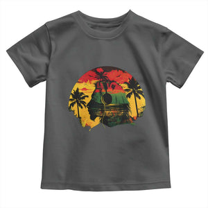 Retro Jamaican Lion Sunset Toddler T Shirt Rasta Colors Music and Island Vibes Graphic TS02 Dark Heather Print Your Wear