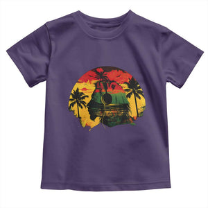 Retro Jamaican Lion Sunset Toddler T Shirt Rasta Colors Music and Island Vibes Graphic TS02 Purple Print Your Wear