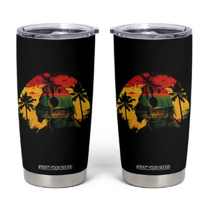 Retro Jamaican Lion Sunset Tumbler Cup Rasta Colors Music and Island Vibes Graphic TS02 Black Print Your Wear