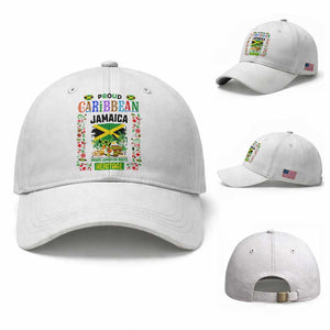 Proud Caribbean Jamaica Heritage Baseball Cap Jamaican Roots and Island Culture TS02 Baseball Cap Universal Fit White Print Your Wear