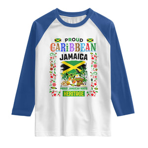Proud Caribbean Jamaica Heritage Raglan Shirt Jamaican Roots and Island Culture TS02 White Royal Print Your Wear