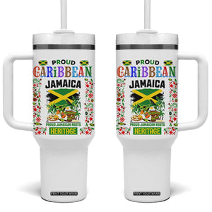 Proud Caribbean Jamaica Heritage Tumbler With Handle Jamaican Roots and Island Culture TS02 One Size: 40 oz White Print Your Wear