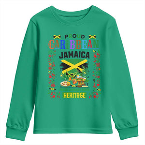 Proud Caribbean Jamaica Heritage Youth Sweatshirt Jamaican Roots and Island Culture TS02 Irish Green Print Your Wear