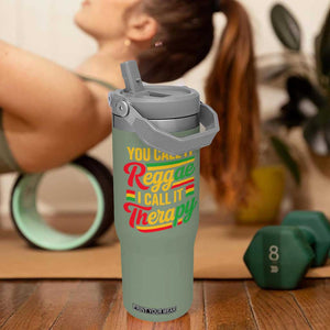 You Call It Reggae I Call It Therapy Flip Straw Tumbler Emotional Jamaican Rasta Music Lovers TS02 One Size: 30 oz Moss Green Print Your Wear
