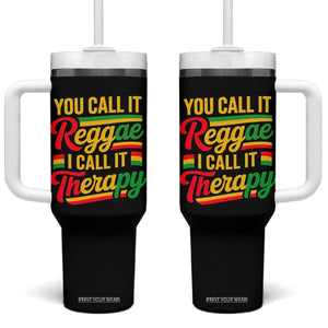 You Call It Reggae I Call It Therapy Tumbler With Handle Emotional Jamaican Rasta Music Lovers TS02 One Size: 40 oz Black Print Your Wear