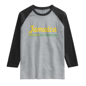 Jamaica No Problem Raglan Shirt Classic Island Motto and Caribbean Vacation TS02 Heather Gray Black Print Your Wear