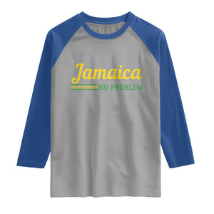 Jamaica No Problem Raglan Shirt Classic Island Motto and Caribbean Vacation TS02 Sport Gray Royal Print Your Wear