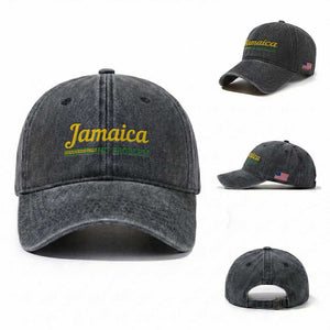 Jamaica No Problem Washed Cotton Baseball Cap Classic Island Motto and Caribbean Vacation TS02 Washed Cap Universal Fit Dark Gray Print Your Wear