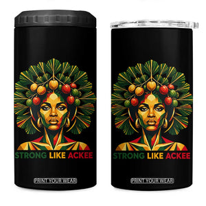 Strong Like Ackee Empowered Woman 4 in 1 Can Cooler Tumbler Jamaican National Fruit Heritage Pride TS02 One Size: 16 oz Black Print Your Wear