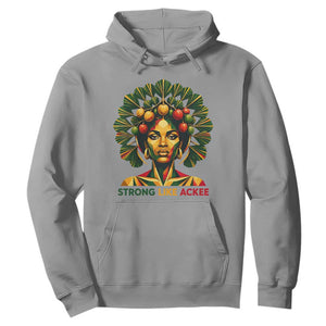 Strong Like Ackee Empowered Woman Hoodie Jamaican National Fruit Heritage Pride TS02 Sport Gray Print Your Wear