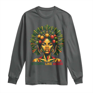 Strong Like Ackee Empowered Woman Long Sleeve Shirt Jamaican National Fruit Heritage Pride TS02 Dark Heather Print Your Wear