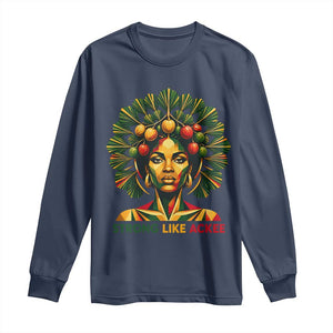 Strong Like Ackee Empowered Woman Long Sleeve Shirt Jamaican National Fruit Heritage Pride TS02 Navy Print Your Wear