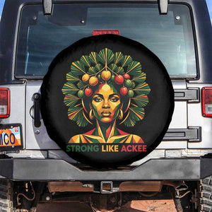 Strong Like Ackee Empowered Woman Spare Tire Cover Jamaican National Fruit Heritage Pride TS02 No hole Black Print Your Wear