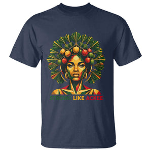 Strong Like Ackee Empowered Woman T Shirt Jamaican National Fruit Heritage Pride TS02 Navy Print Your Wear